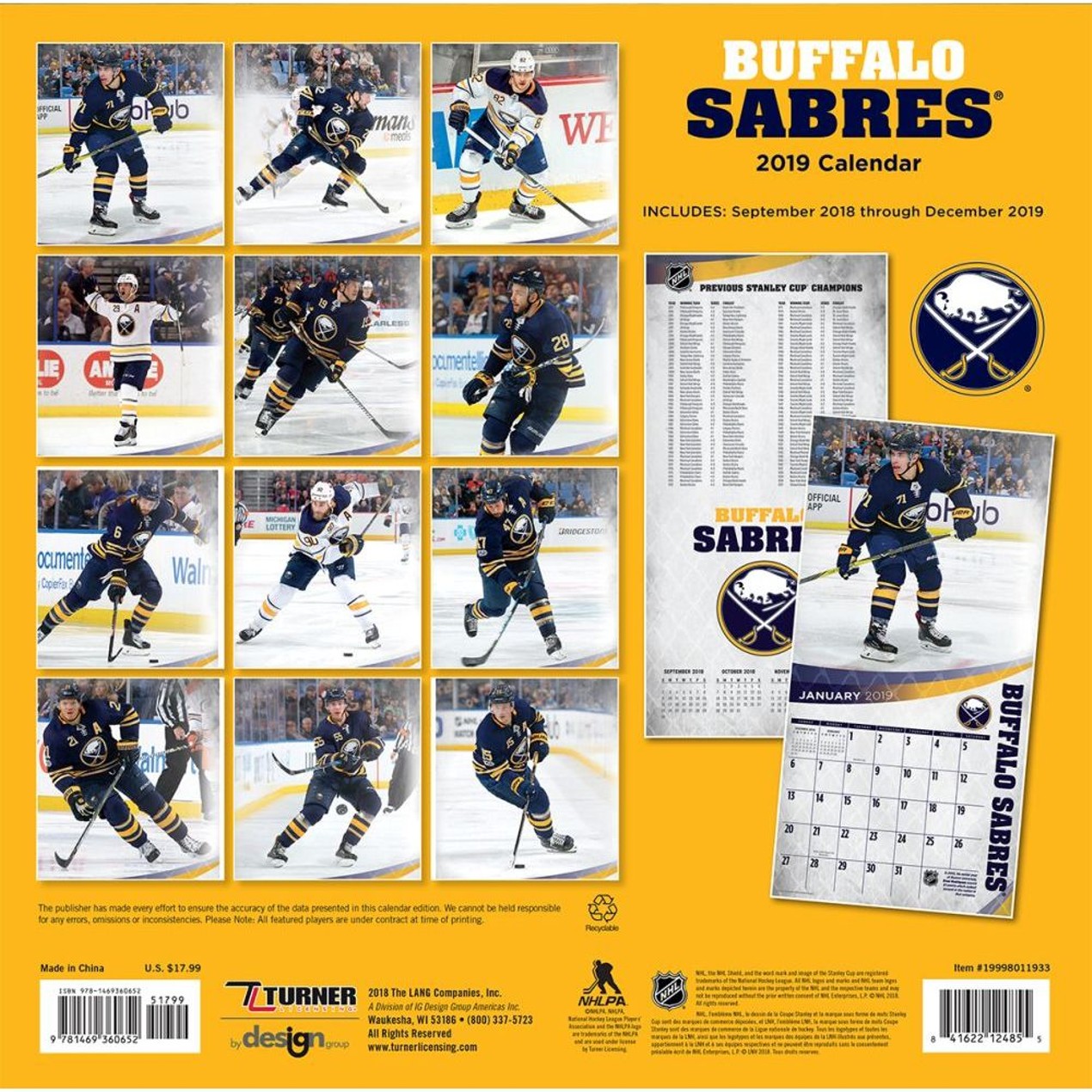 Buffalo Sabres Wall Calendar, by LANG Tanga