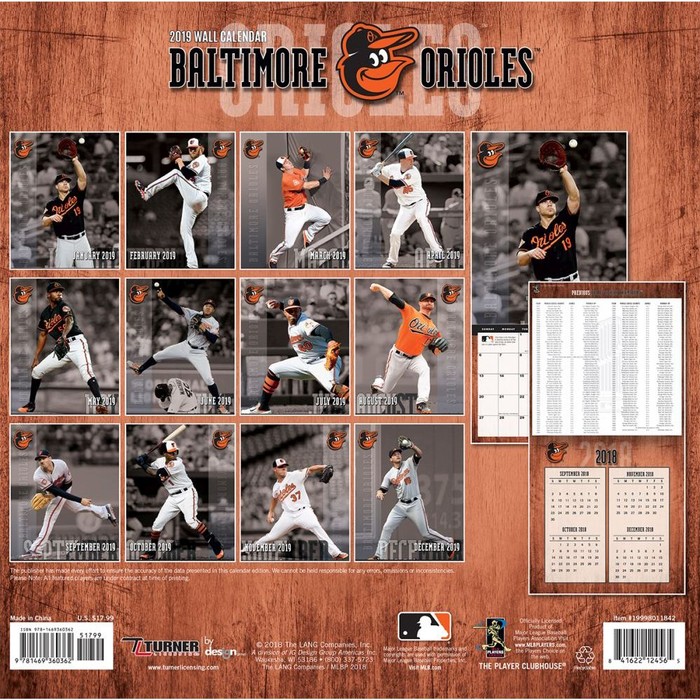 Baltimore Orioles Wall Calendar, by LANG Tanga