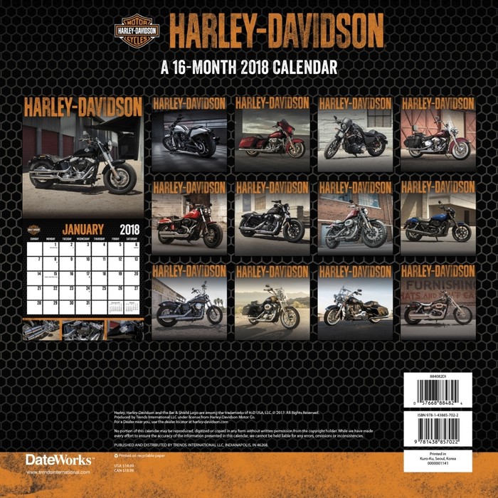 HarleyDavidson Wall Calendar, Motorcycles by Calendars Tanga