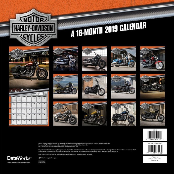 Harley Davidson Wall Calendar, Motorcycles by Calendars Tanga