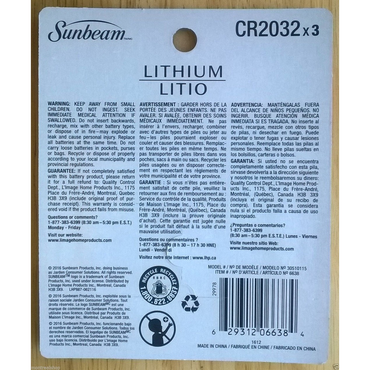 Sunbeam Cr2032 3v Lithium Batteries 1 Pack X 3 Count Tanga