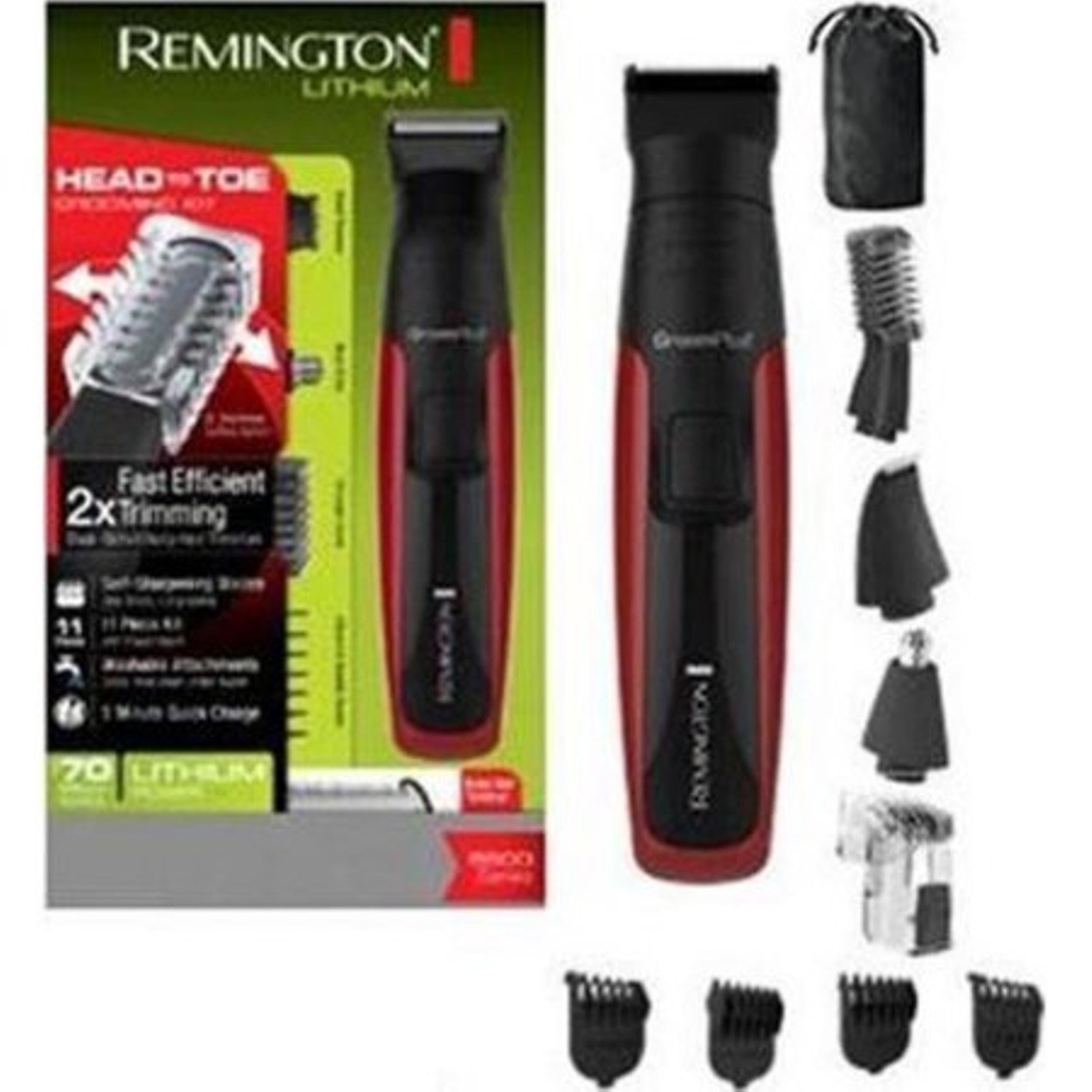 Remington Pg6155 Lithium Power Series 8 In 1 Grooming Kit Red Black Gray Tanga