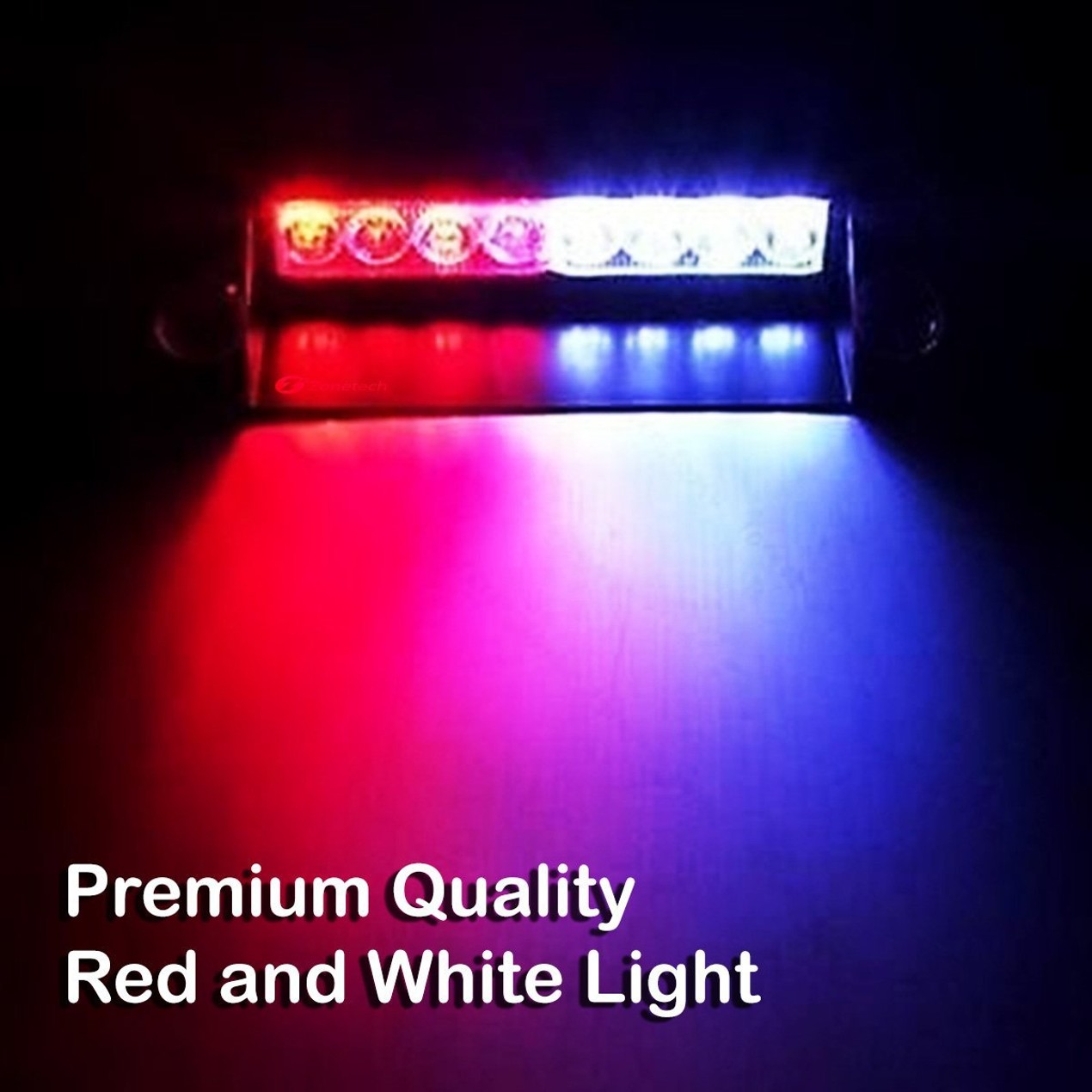 Zone Tech 8 Led Emergency Car Dash Warning Strobe Flash Light Red