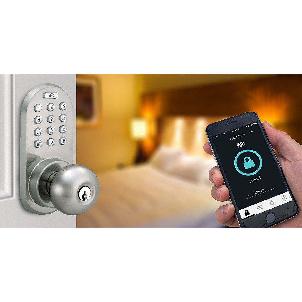 Milocks Keyless Entry Door Knob With Bluetooth And Digital Keypad